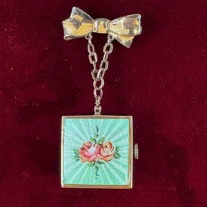 Vintage Extremely Rare Welsbro Brooch Watch in Great condition with Pink Rose